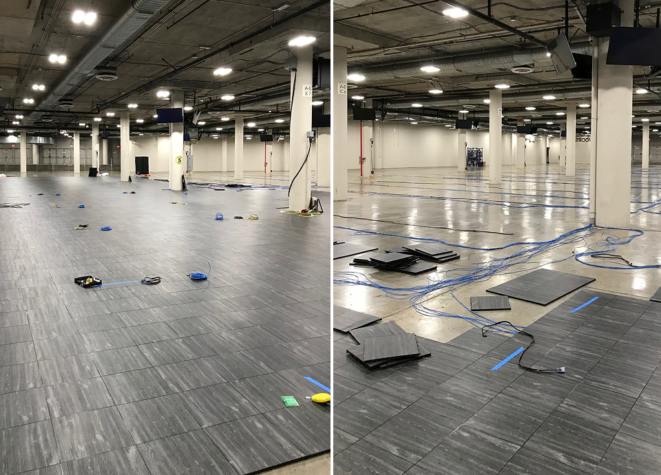 Tile flooring routing understructure with electrical wires