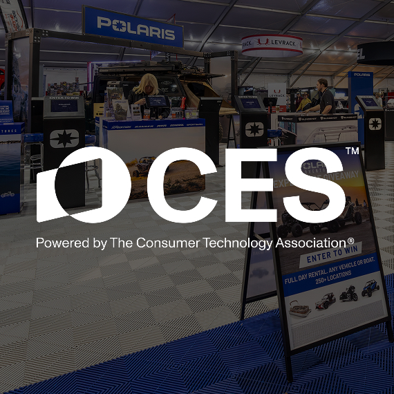 CES Logo Overlayed on background image of CES show
