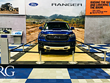 Ford trade show booth with Swisstrax floor tiles installed